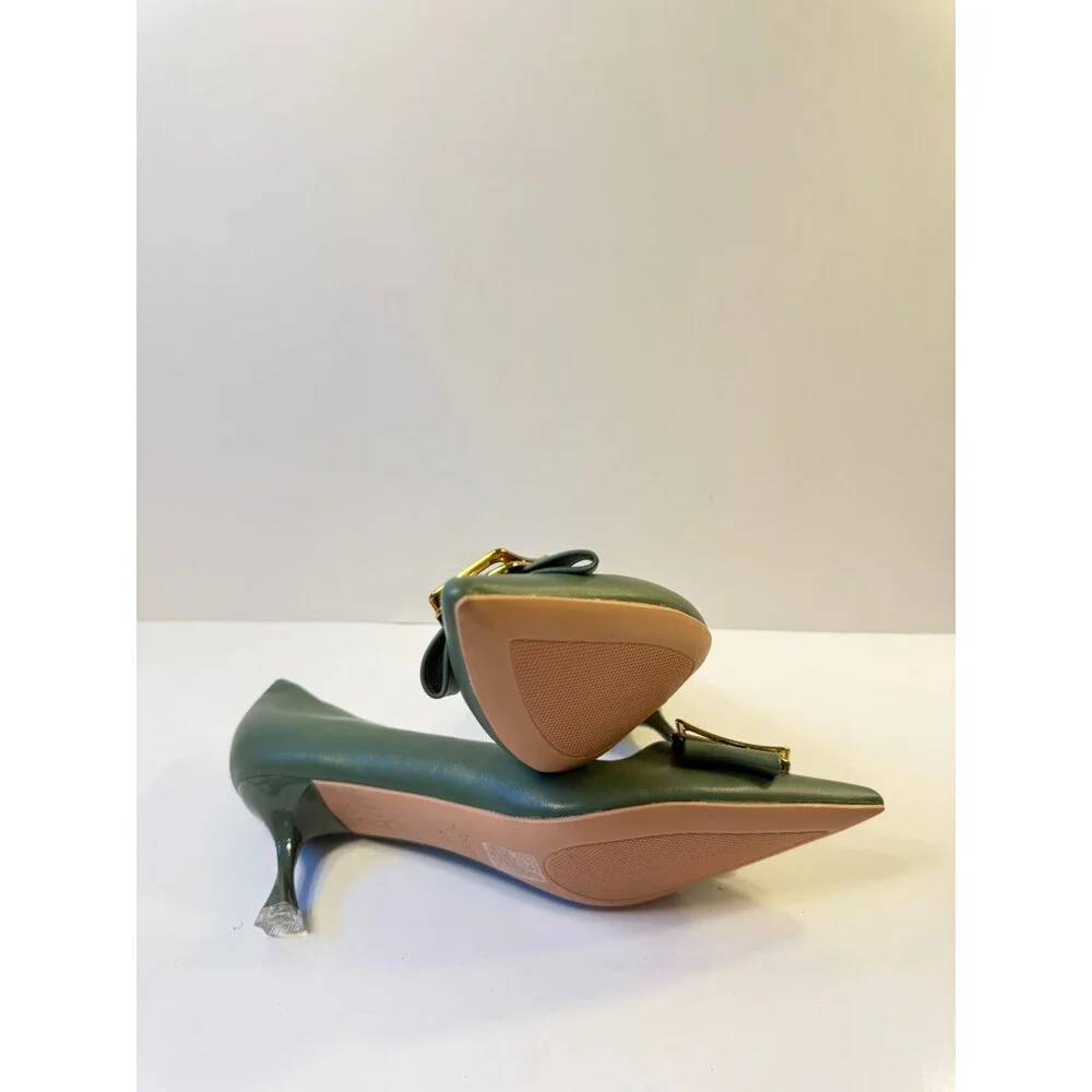 C. Paravano Green Heels Womens Leather US 10.5 Womens EU-41.5
